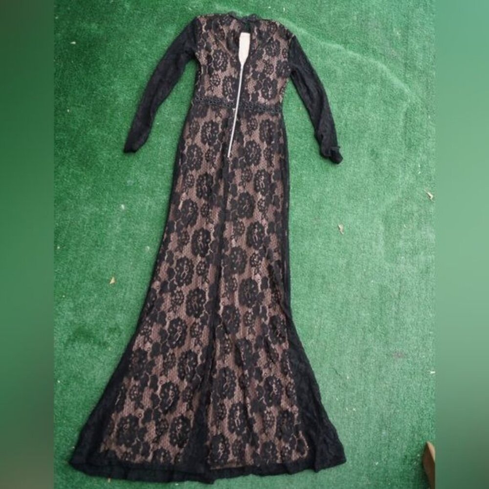City Studio Black Maxi Dress All over Lace Night Gown Size 0 - Picture 10 of 10